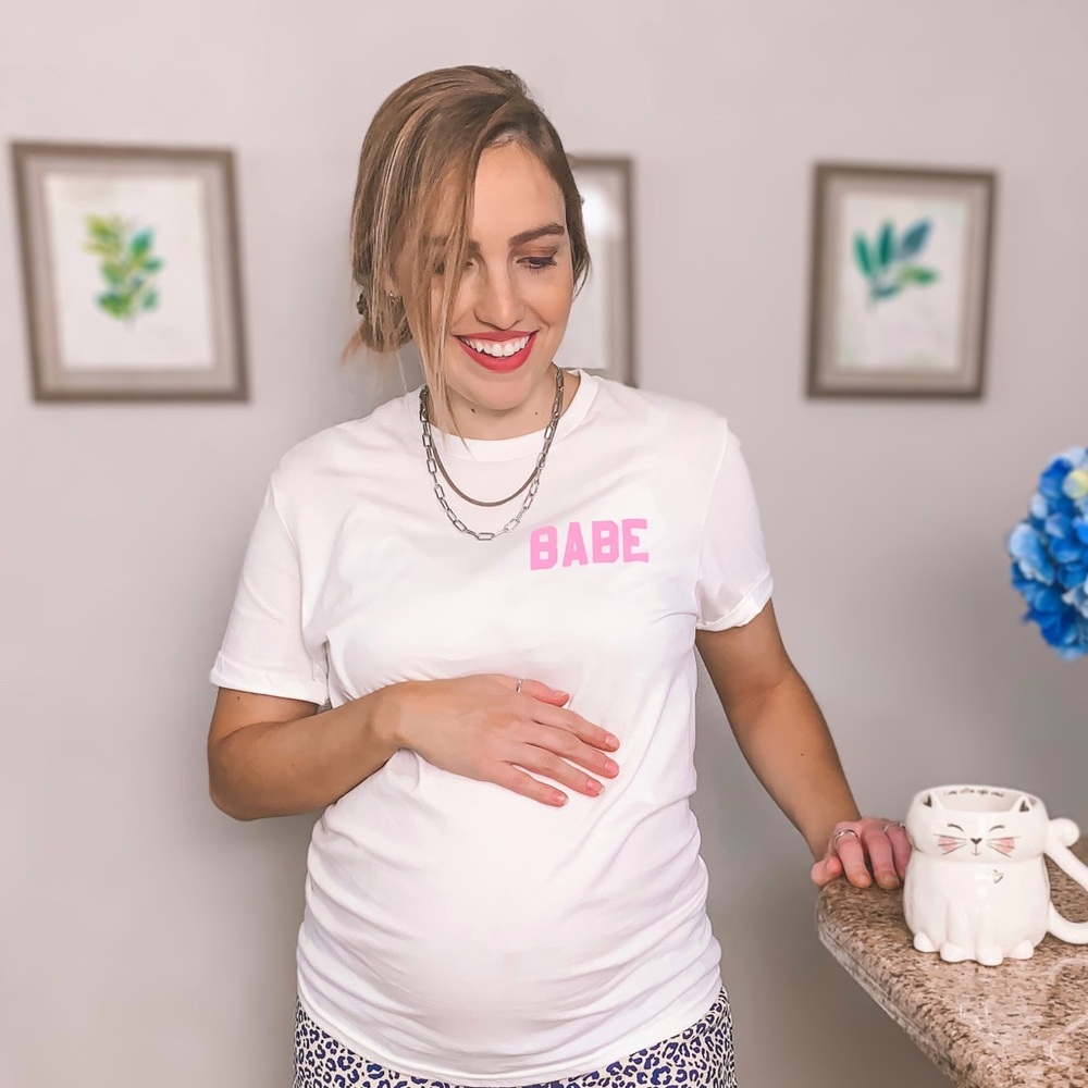 PinkBlush Maternity White Babe Graphic Tee - Small